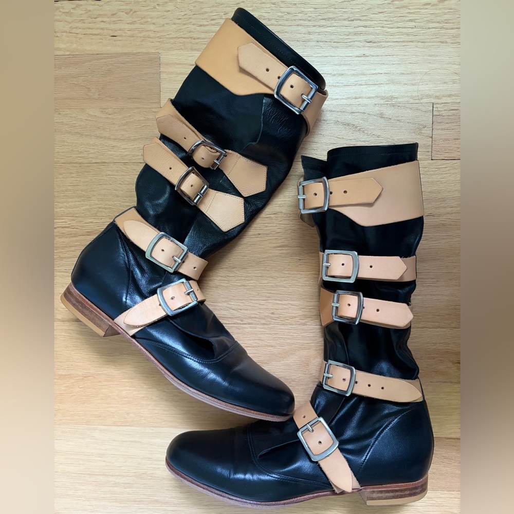 Vivienne Westwood British Pirate Buckle Boots Black Leather uk5 us7